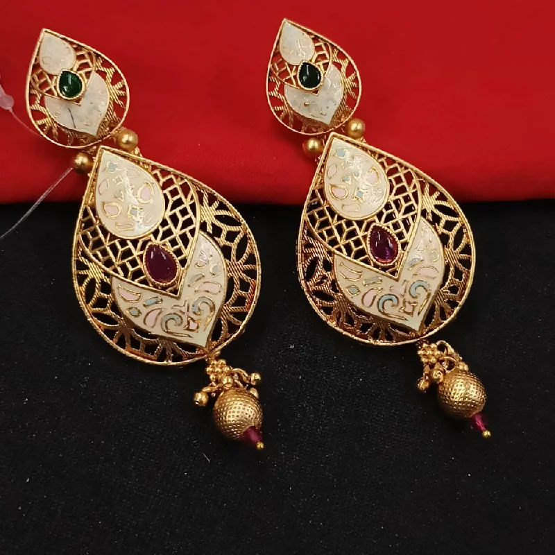 women’s statement stud earrings-Padmawati Bangles Gold Plated Kundan Stone And Meenakari Dangler Earrings