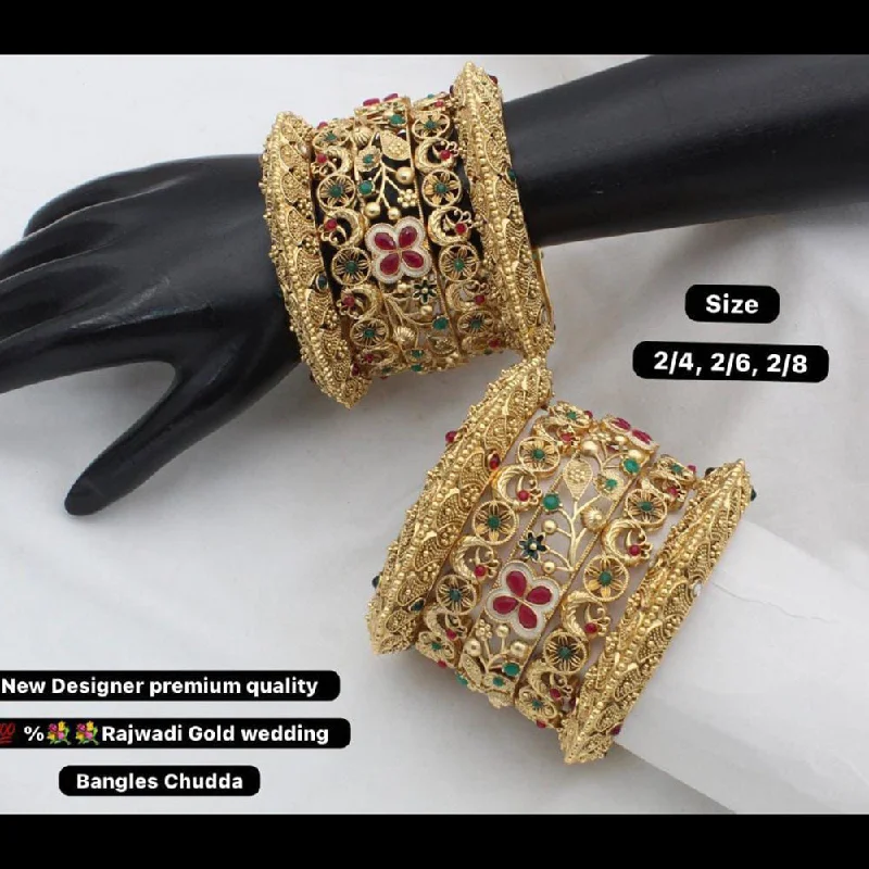 women’s twisted bangles-Manisha Jewellery Gold Plated Bangles Set