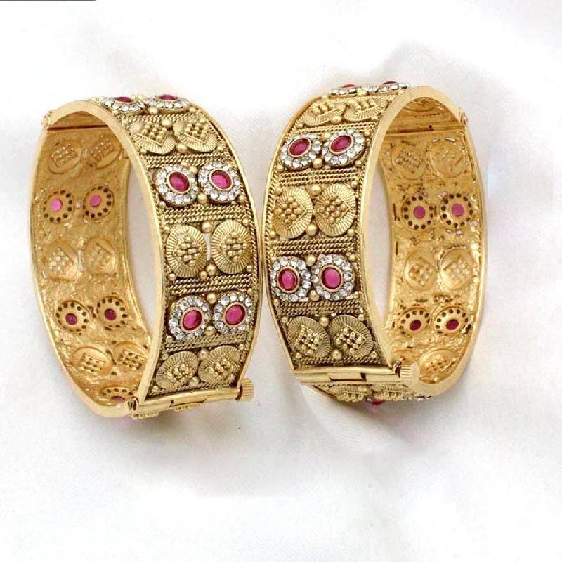 women’s luxury bangles-Manisha Jewellery Gold Plated Pota Openable Bangles Set