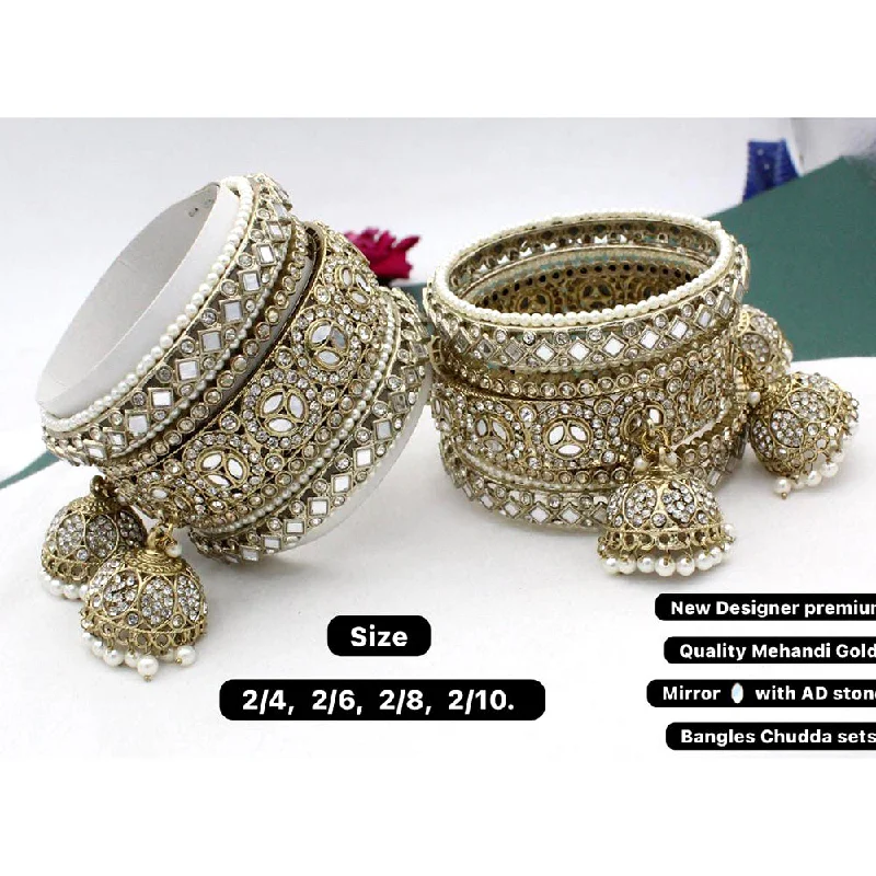 women’s engraved charm bracelets-Manisha Jewellery Gold Plated Mirror Bangles Set