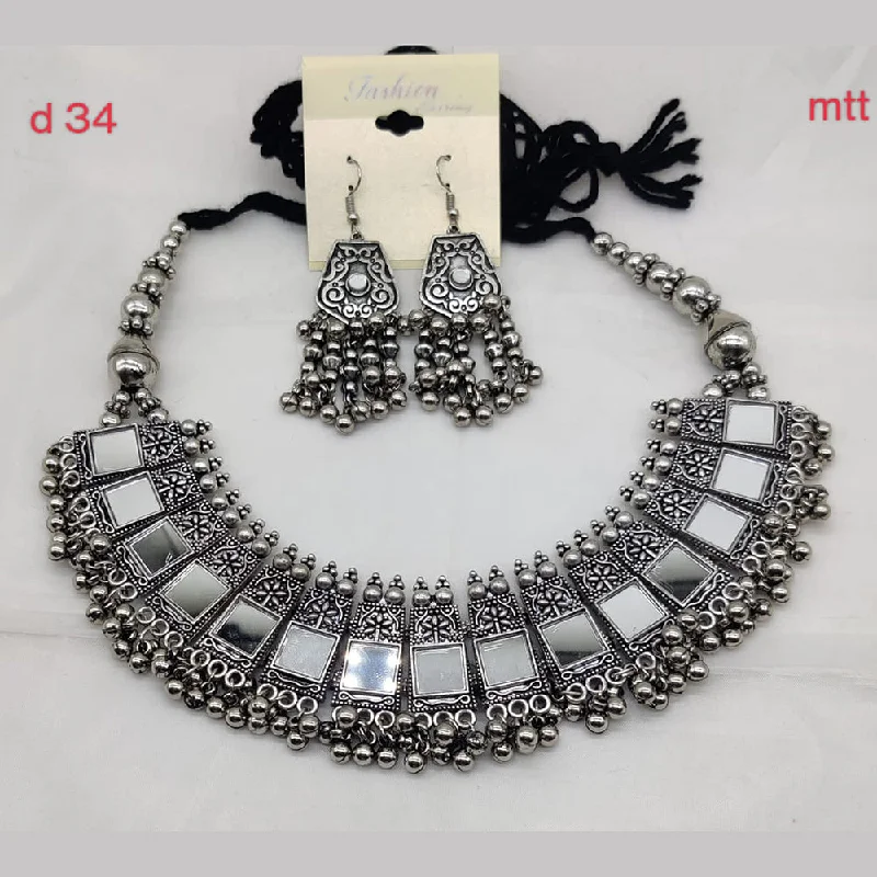 women’s romantic necklaces-Manisha Jewellery Oxidised Plated Necklace Set