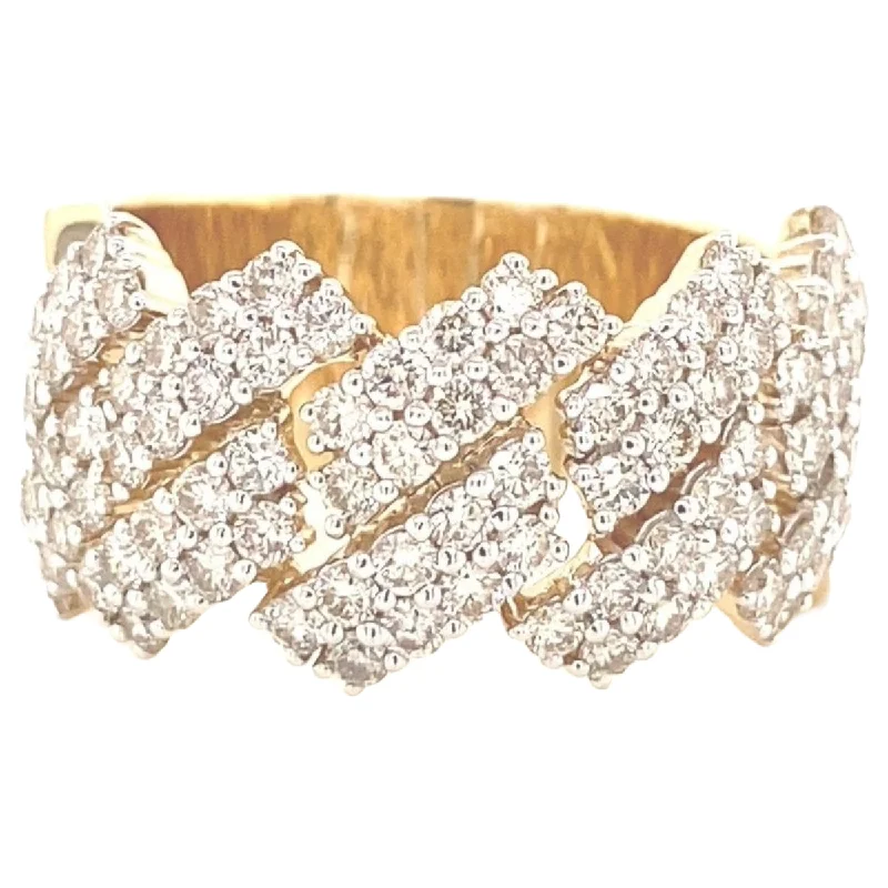 women’s white gold engagement rings-Spiked Cuban Style Mens Diamond Ring in 14k Gold