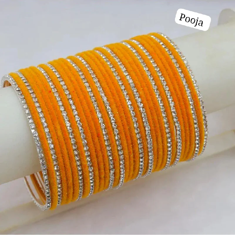 women’s pearl charm bracelets-Pooja Bangles Silver Plated Bangle Set