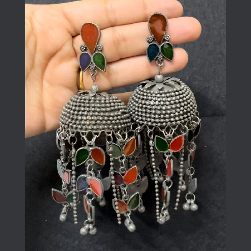 women’s hoop earrings with pearls-Shringarstreet Oxidised Plated Jhumki Earrings