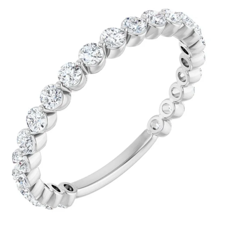 women’s simple rings-Platinum 3/4 CTW Lab-Grown Diamond Anniversary Band