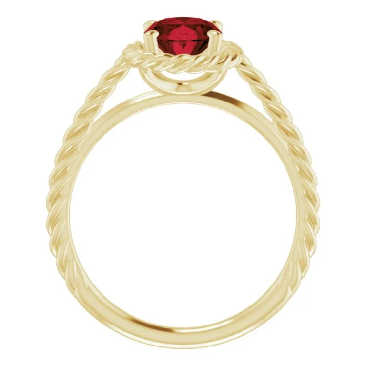 women’s gold engagement rings-14K Yellow Natural Mozambique Garnet Rope Ring