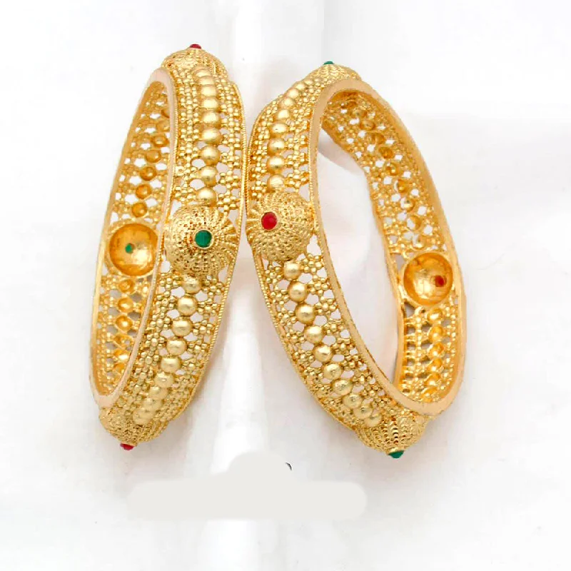 women’s chain link bracelets-Manisha Jewellery Gold Plated Pota Stone Bangles Set