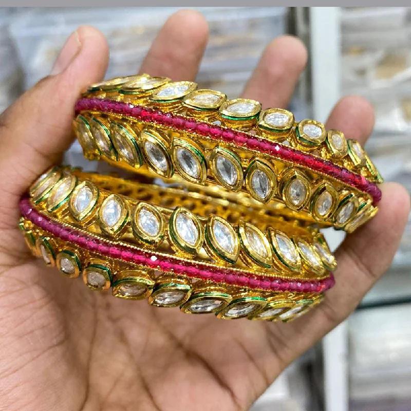 women’s luxurious bracelets-Manisha Jewellery Gold Plated Crystal Stone Bangles Set