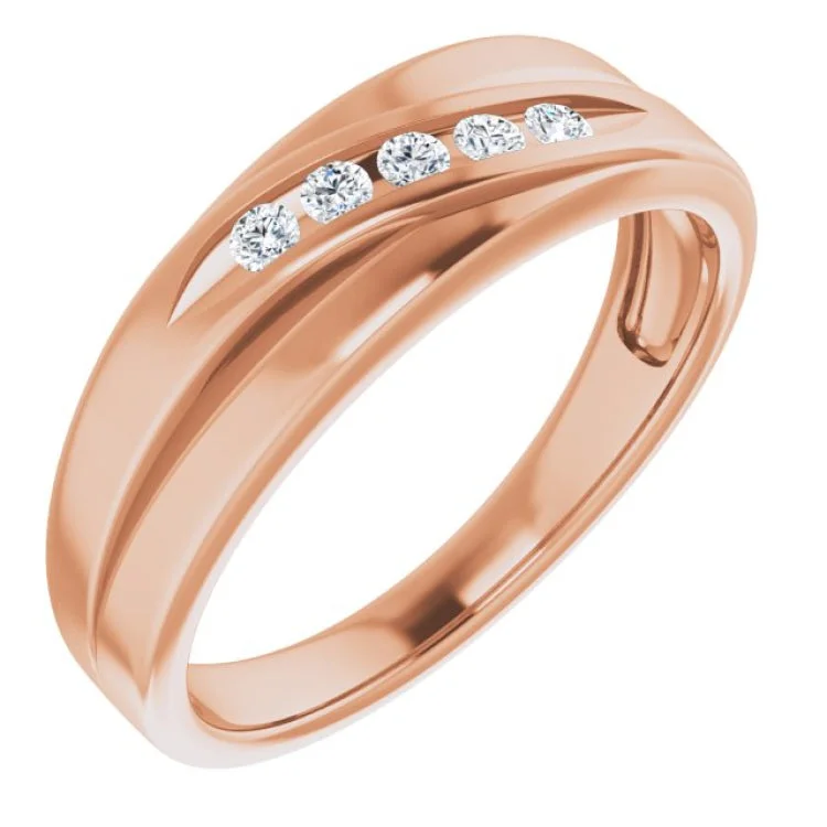 women’s heart-shaped rings-14K Rose 1/6 CTW Natural Diamond Band