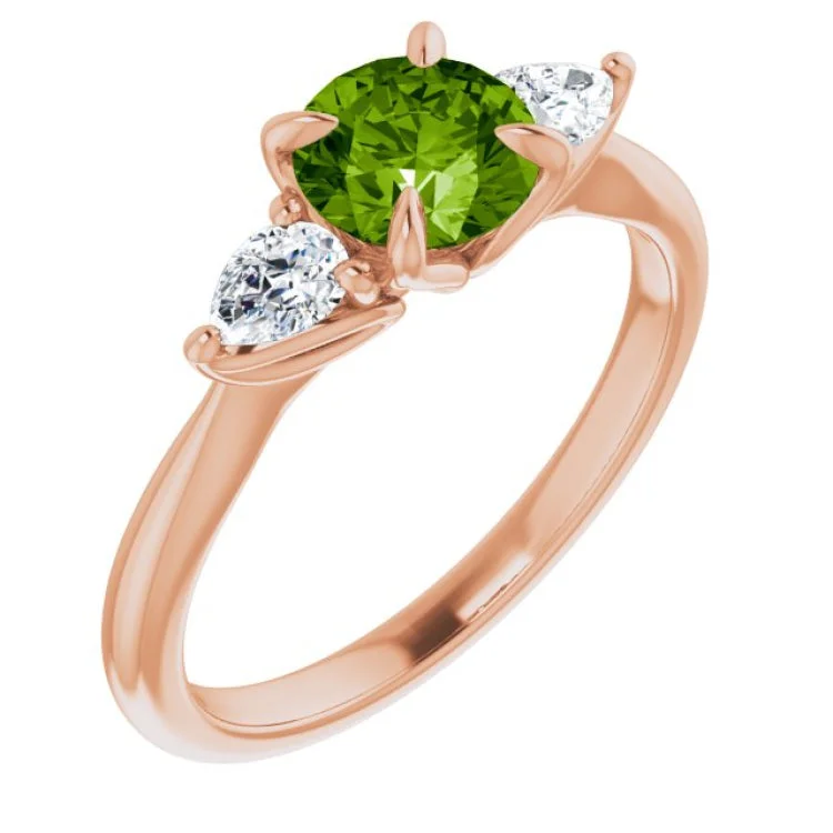 women’s affordable diamond engagement rings-14K Rose Natural Peridot & 1/4 CTW Natural Diamond Ring