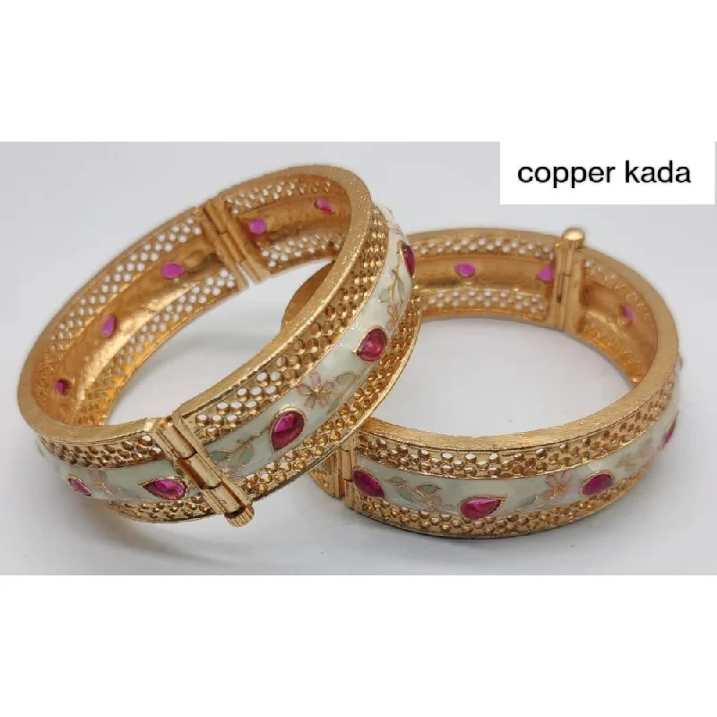 women’s fashion bangles-Akruti Collection Gold Plated Meenakari  Openable Kada