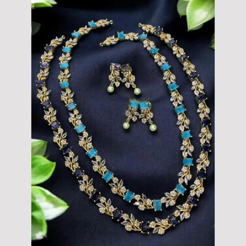 women’s stylish necklaces-Sona Creation Gold Plated Crystal Stone Necklace Set