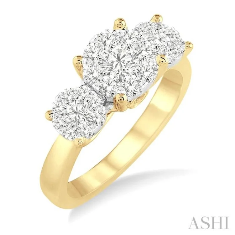 women’s colorful engagement rings-1 Ctw Lovebright Round Cut Diamond Ring in 14K Yellow and White Gold