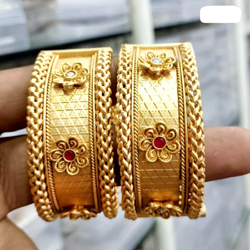 women’s adjustable bangles-JCM Gold Plated Pota  Bangles Set Openable kada