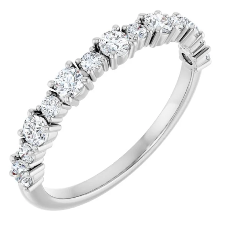 women’s silver rings-14K White 1/2 CTW Lab-Grown Diamond Anniversary Band