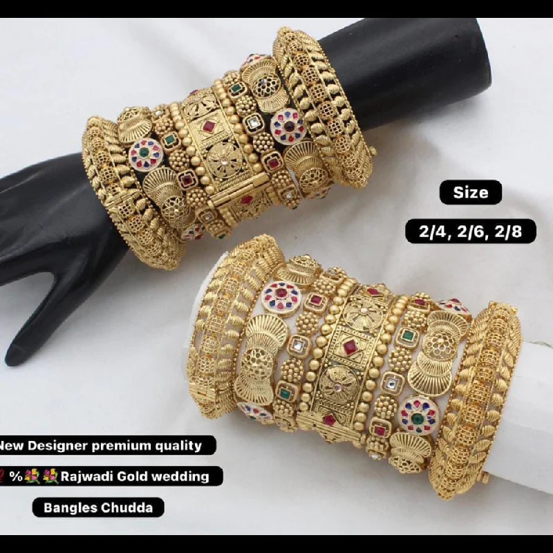 women’s knot bracelets-Manisha Jewellery Gold Plated Bangles Set