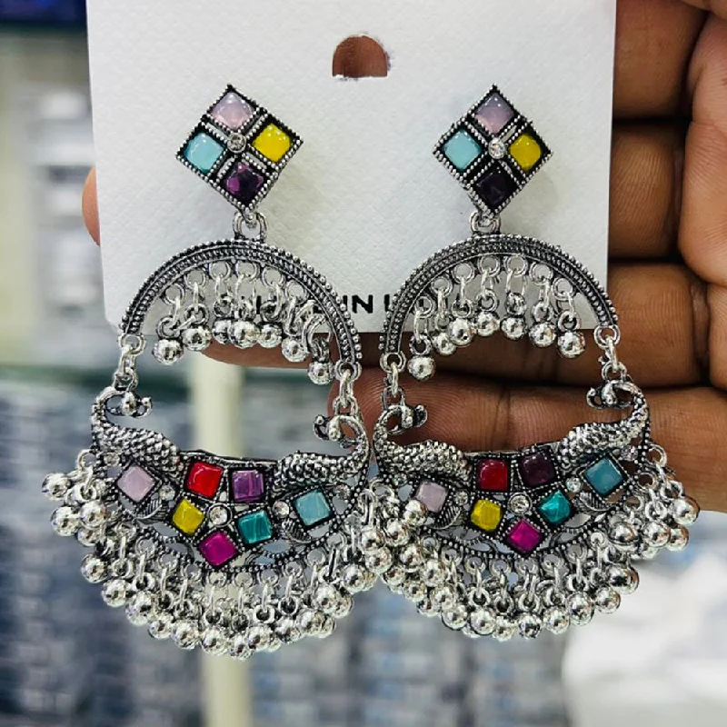 women’s trendy earrings-Manisha Jewellery Oxidised Plated Crystal Stone And Ghungroo Dangler Earrings