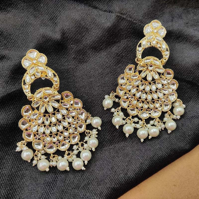 women’s glitter earrings-Darshana Jewels Gold Plated Kundan Stone And Beads Dangler Earrings