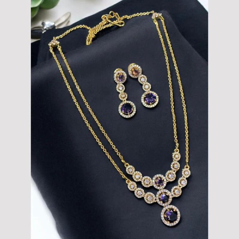 women’s vintage charm necklaces-Sona Creation Gold Plated Austrian Stone Necklace Set