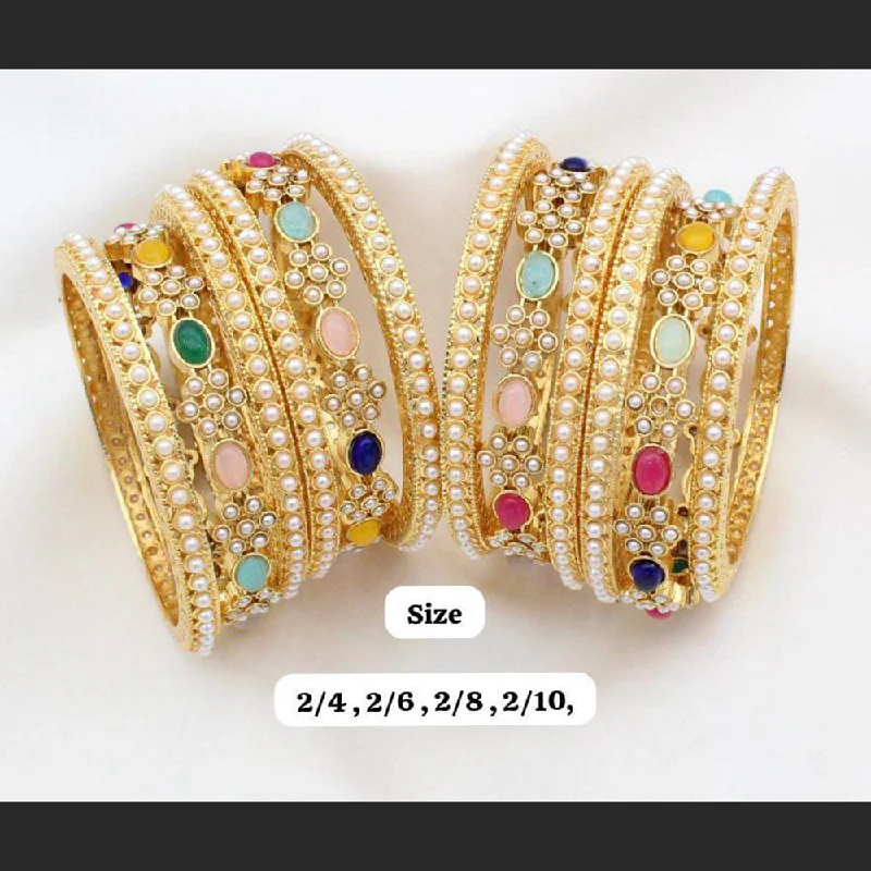 women’s multi-colored bracelets-Manisha Jewellery Gold Plated Bangles Set