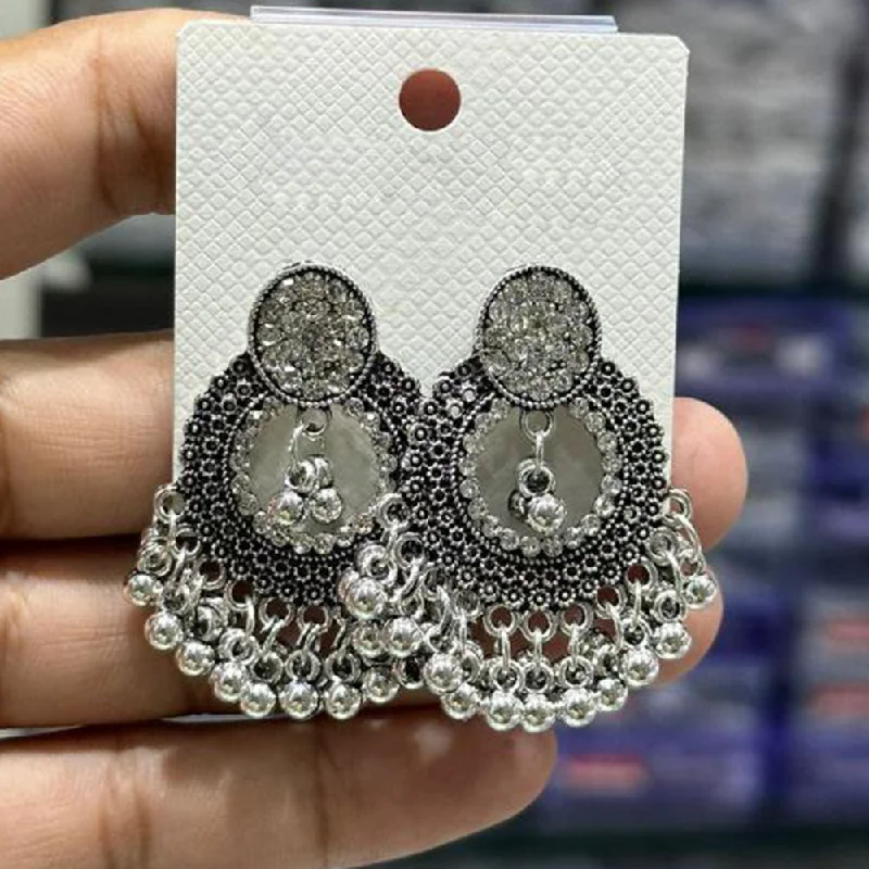 women’s chunky earrings-Manisha Jewellery Oxidised Plated Austrian Stone And Ghungroo Dangler Earrings