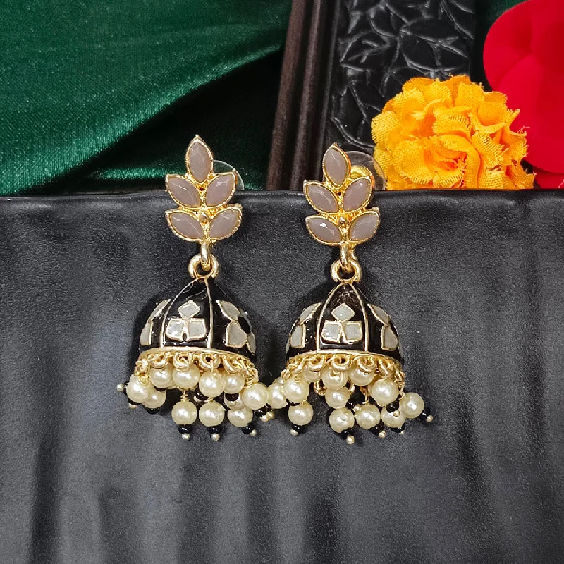 women’s luxury earrings-Darshana Jewels Gold Plated Mennakari Jhumki Earrings