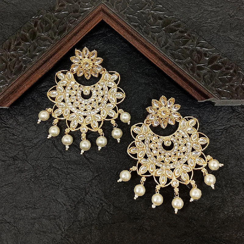 women’s statement stud earrings-Darshana Jewels Gold Plated Kundan Stone Dangler Earrings