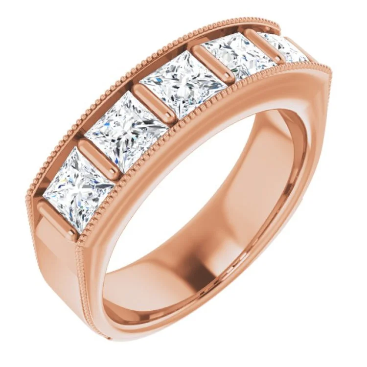 women’s solitaire rings-14K Rose 2 5/8 CTW Natural Diamond Milgrain Band