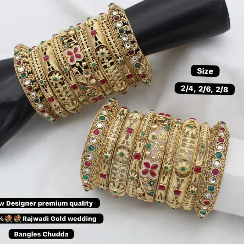 women’s vintage bangles-Manisha Jewellery Gold Plated Bangles Set