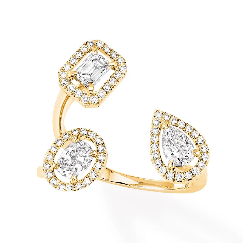 women’s gemstone engagement rings-My Twin Trilogy 18ct Yellow Gold Diamond Ring