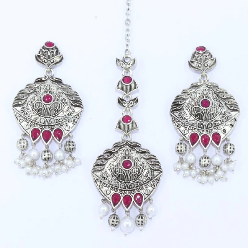 women’s drop earrings-Corbeda Fashion Oxidised Plated Earrings With Mangtikka