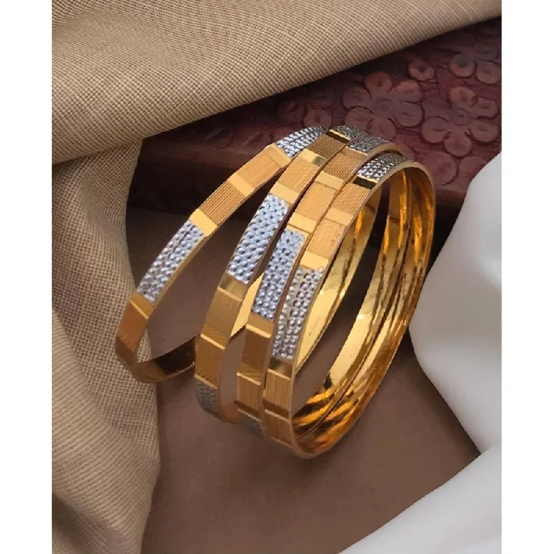 women’s engraved bracelets-Akruti Collection Gold Plated Bangles Set