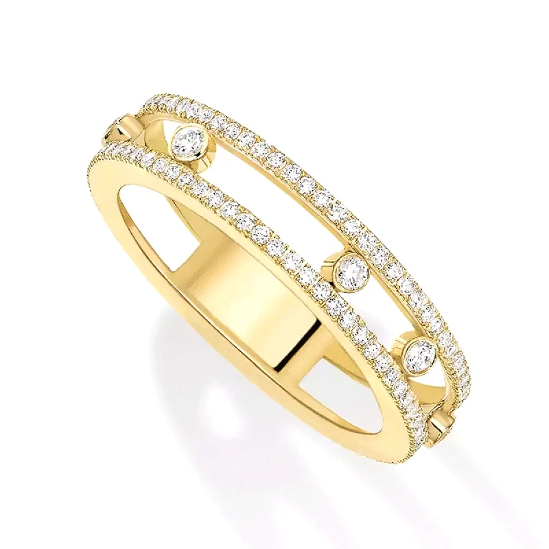 women’s silver engagement rings-18ct Yellow Gold Move Romane Diamond Ring