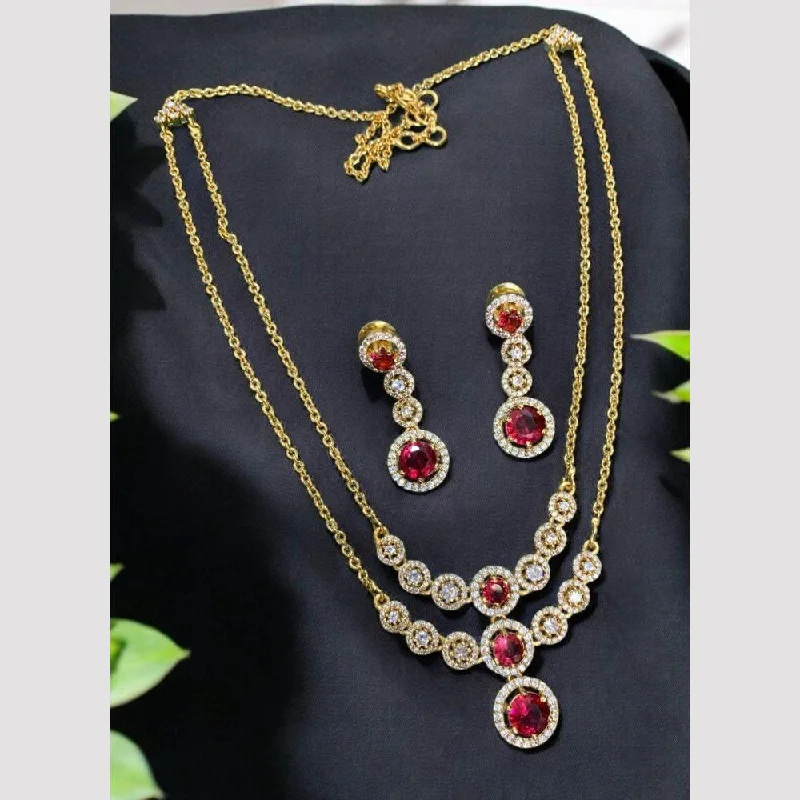 women’s silver pendants with chains-Sona Creation Gold Plated Austrian Stone And Pearls Necklace Set