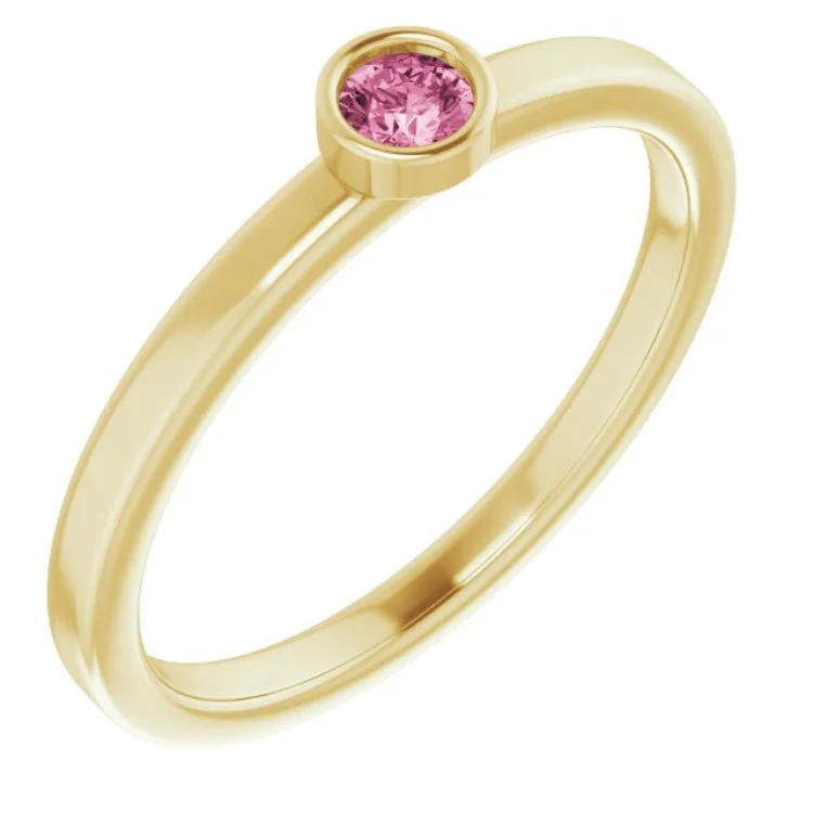 women’s silver engagement rings-14K Yellow 3 mm Natural Pink Tourmaline Ring