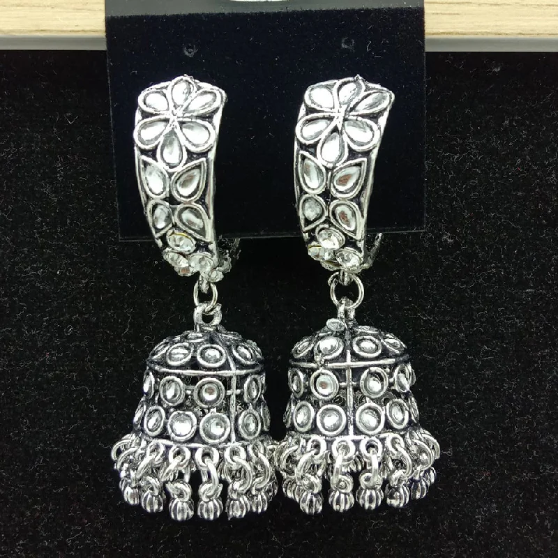 women’s layered earrings-SP Jewellery Oxidised Plated Jhumki Earrings