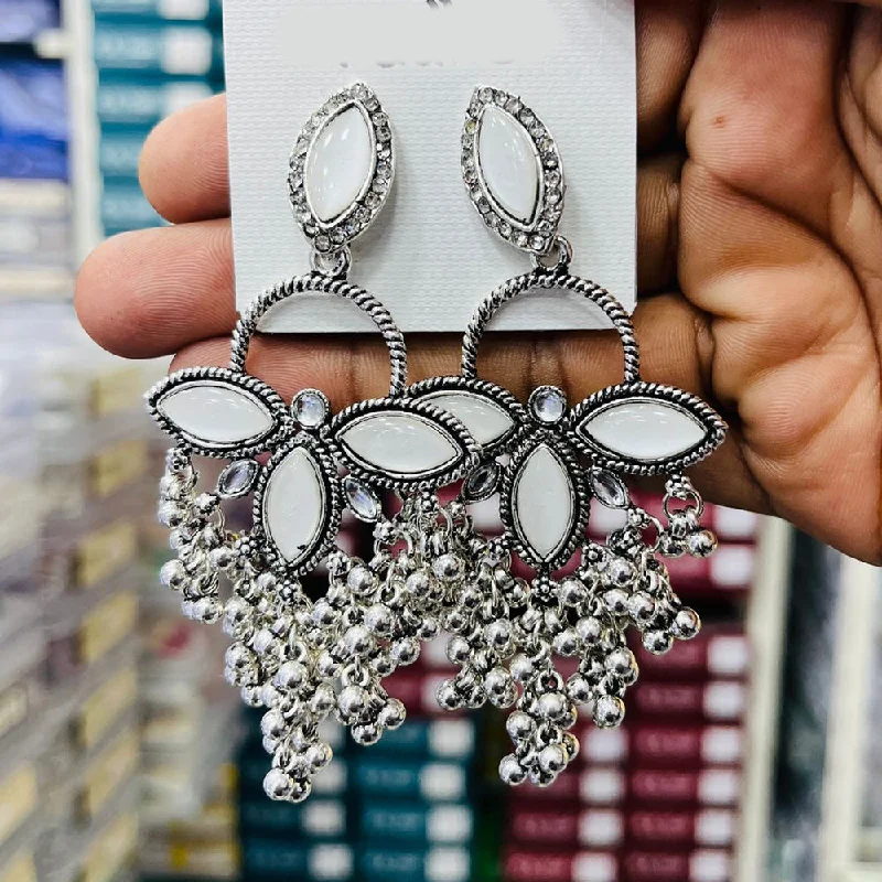 women’s ear cuff earrings-Manisha Jewellery Oxidised Plated Kundan Stone  And Ghungroo Dangler Earrings